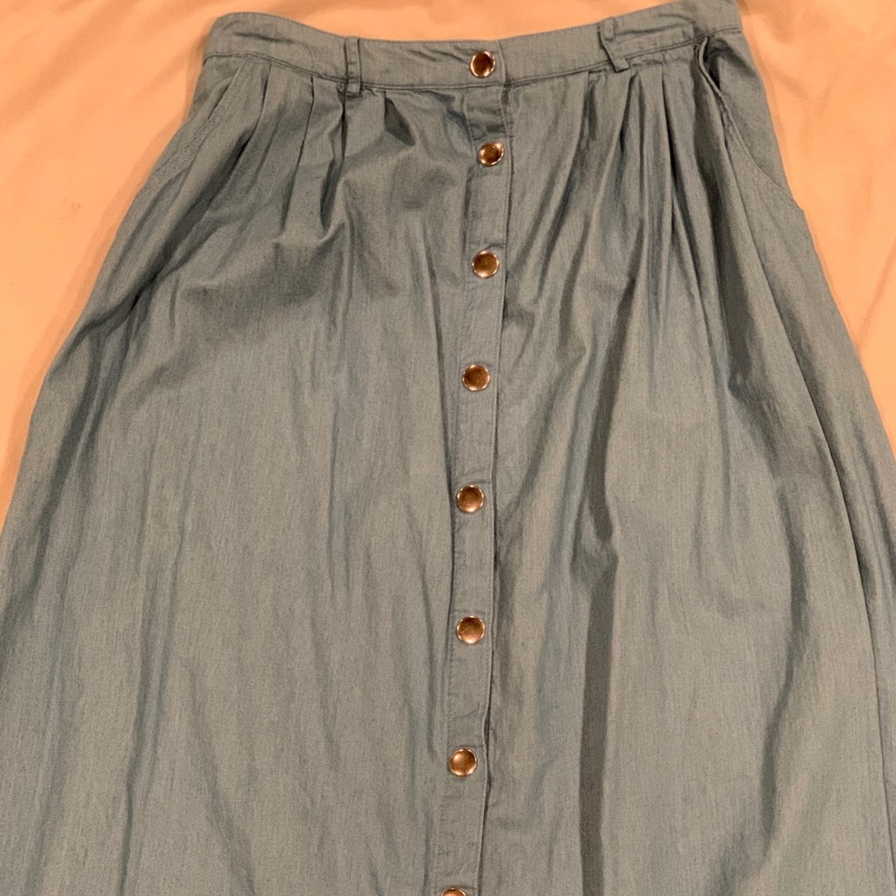 Joanna Gaines inspired denim maxi skirt